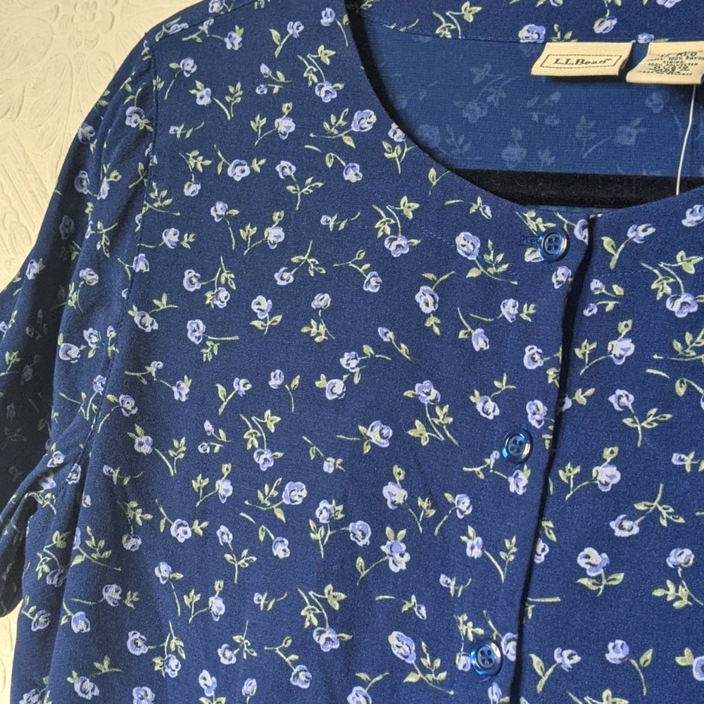 Deep muted blue LLBean floral